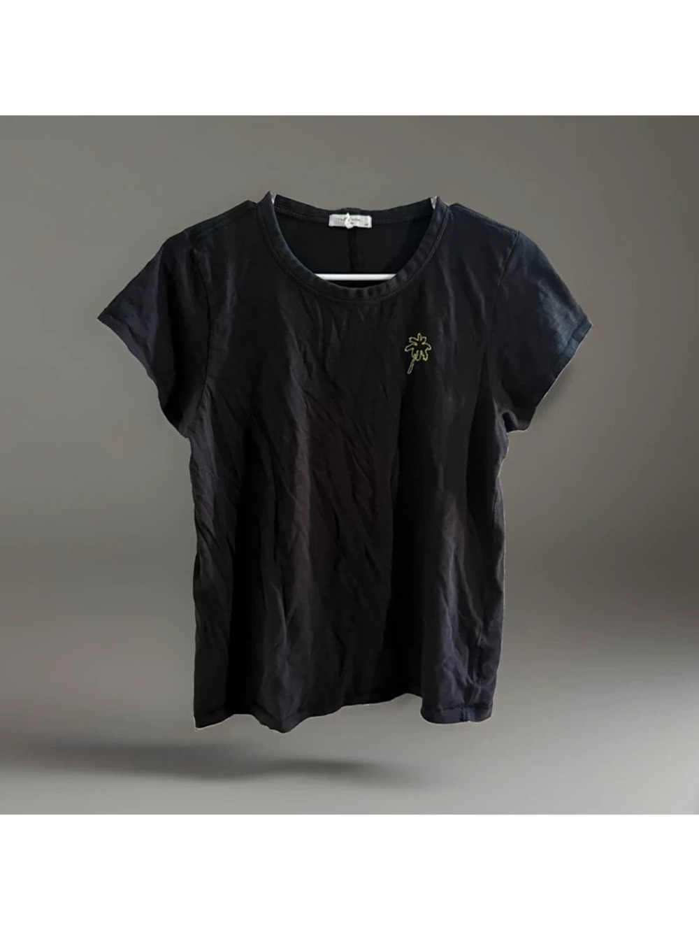 Rag & Bone Women’s Large Black Pima Cotton Palm Tree Embroidered T Shirt